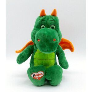 Kinder Surprise Green and Orange Dragon Plush 8" Stuffed Animal Toy